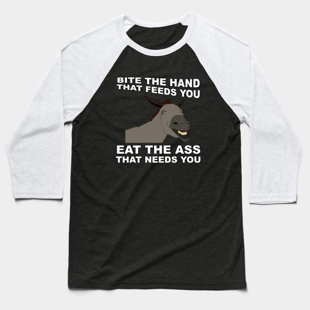 Bite The Hand That Feeds You... Baseball T-Shirt by Bob Rose